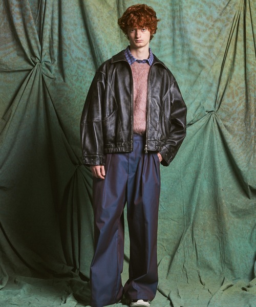 MAISON SPECIAL（メゾンスペシャル）の「《UNISEX》120/2/2 Suvin Cotton Gabardine Prime-Wide Two-Tuck Pantsパンツ/スビンコットンギャバジンプライムワイドツータックパンツ【MAISON SPECIAL/メゾンスペシャル】■セットアップ対応■（スラックス・メンズ・ブルー/チャコールグレー/ブラック/カーキ・2/1/0）」の9枚目の写真