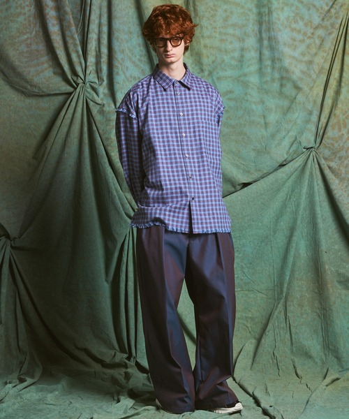 MAISON SPECIAL（メゾンスペシャル）の「《UNISEX》120/2/2 Suvin Cotton Gabardine Prime-Wide Two-Tuck Pantsパンツ/スビンコットンギャバジンプライムワイドツータックパンツ【MAISON SPECIAL/メゾンスペシャル】■セットアップ対応■（スラックス・メンズ・ブルー/チャコールグレー/ブラック/カーキ・2/1/0）」の7枚目の写真