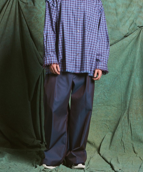 MAISON SPECIAL（メゾンスペシャル）の「《UNISEX》120/2/2 Suvin Cotton Gabardine Prime-Wide Two-Tuck Pantsパンツ/スビンコットンギャバジンプライムワイドツータックパンツ【MAISON SPECIAL/メゾンスペシャル】■セットアップ対応■（スラックス・メンズ・ブルー/チャコールグレー/ブラック/カーキ・2/1/0）」の13枚目の写真