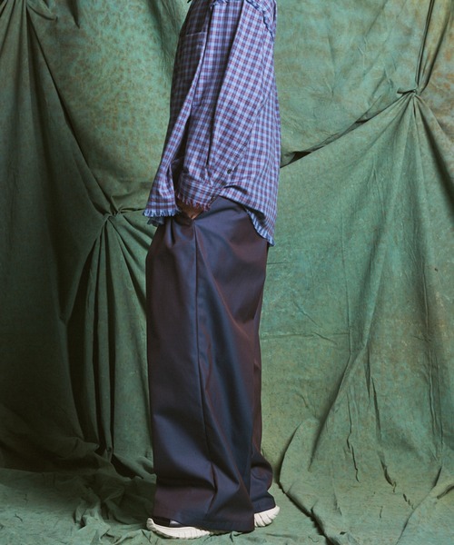 MAISON SPECIAL（メゾンスペシャル）の「《UNISEX》120/2/2 Suvin Cotton Gabardine Prime-Wide Two-Tuck Pantsパンツ/スビンコットンギャバジンプライムワイドツータックパンツ【MAISON SPECIAL/メゾンスペシャル】■セットアップ対応■（スラックス・メンズ・ブルー/チャコールグレー/ブラック/カーキ・2/1/0）」の14枚目の写真