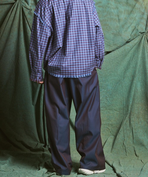 MAISON SPECIAL（メゾンスペシャル）の「《UNISEX》120/2/2 Suvin Cotton Gabardine Prime-Wide Two-Tuck Pantsパンツ/スビンコットンギャバジンプライムワイドツータックパンツ【MAISON SPECIAL/メゾンスペシャル】■セットアップ対応■（スラックス・メンズ・ブルー/チャコールグレー/ブラック/カーキ・2/1/0）」の15枚目の写真