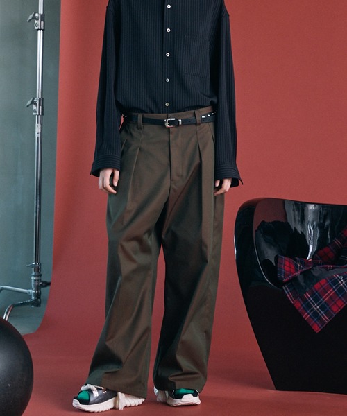 MAISON SPECIAL（メゾンスペシャル）の「《UNISEX》120/2/2 Suvin Cotton Gabardine Prime-Wide Two-Tuck Pantsパンツ/スビンコットンギャバジンプライムワイドツータックパンツ【MAISON SPECIAL/メゾンスペシャル】■セットアップ対応■（スラックス・メンズ・ブルー/チャコールグレー/ブラック/カーキ・2/1/0）」の10枚目の写真