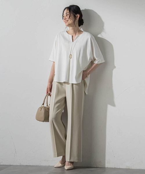 LAUTREAMONT（ロートレアモン）の「【WEB限定】≪夏の体型カバーに≫タックフレアカットソー（Tシャツ/カットソー・レディース・ブラック/ホワイト/グリーン系その他・9号）」の19枚目の写真