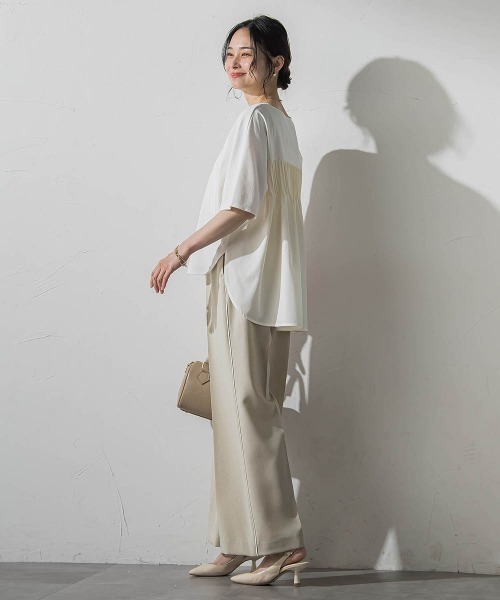 LAUTREAMONT（ロートレアモン）の「【WEB限定】≪夏の体型カバーに≫タックフレアカットソー（Tシャツ/カットソー・レディース・ブラック/ホワイト/グリーン系その他・9号）」の20枚目の写真