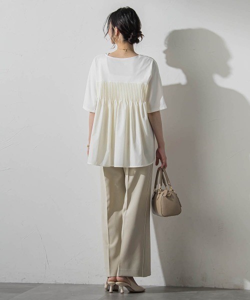 LAUTREAMONT（ロートレアモン）の「【WEB限定】≪夏の体型カバーに≫タックフレアカットソー（Tシャツ/カットソー・レディース・ブラック/ホワイト/グリーン系その他・9号）」の21枚目の写真
