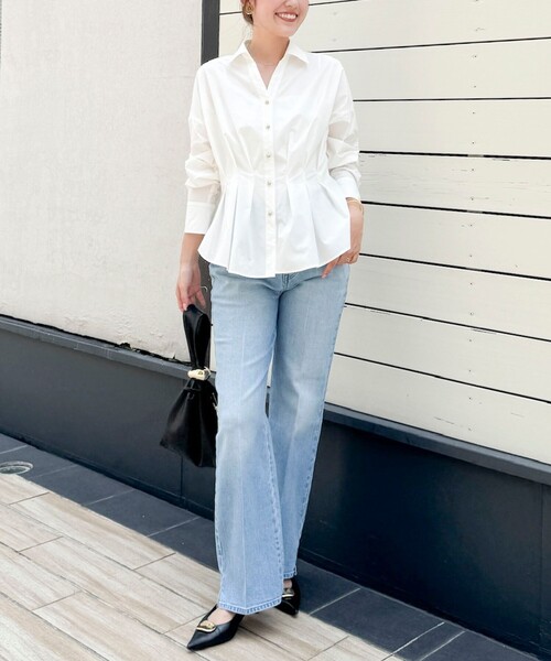 NOLLEY’S(ノーリーズ)の「【WEB&一部店舗限定カラー】【GOODS BUYER 石田別注カラー】ストレッチタフタスキッパータックシャツ(シャツ/ブラウス・レディース・ブルー系その他7/キャメル/ネイビー/ブルー系その他/オフホワイト・38/36)」の6枚目の写真