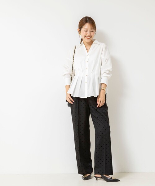 NOLLEY’S(ノーリーズ)の「【WEB&一部店舗限定カラー】【GOODS BUYER 石田別注カラー】ストレッチタフタスキッパータックシャツ(シャツ/ブラウス・レディース・ブルー系その他7/キャメル/ネイビー/ブルー系その他/オフホワイト・38/36)」の15枚目の写真