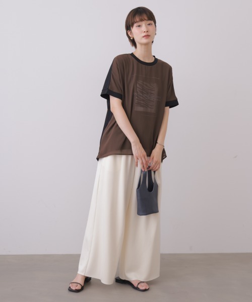 Bou Jeloud(ブージュルード)の「バイカラーレイヤードプルオーバー(Tシャツ/カットソー・レディース・モカ/オフホワイト/ブラック・FREE)」の14枚目の写真