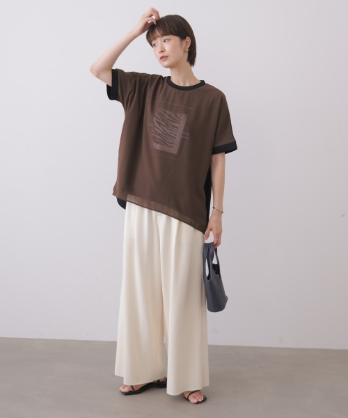 Bou Jeloud(ブージュルード)の「バイカラーレイヤードプルオーバー(Tシャツ/カットソー・レディース・モカ/オフホワイト/ブラック・FREE)」の17枚目の写真