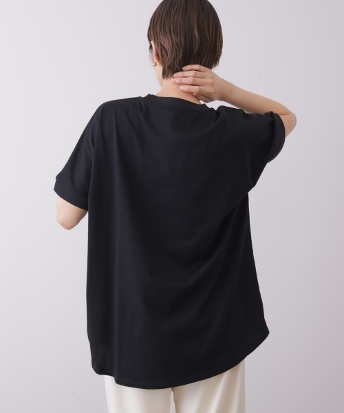 Bou Jeloud(ブージュルード)の「バイカラーレイヤードプルオーバー(Tシャツ/カットソー・レディース・モカ/オフホワイト/ブラック・FREE)」の22枚目の写真
