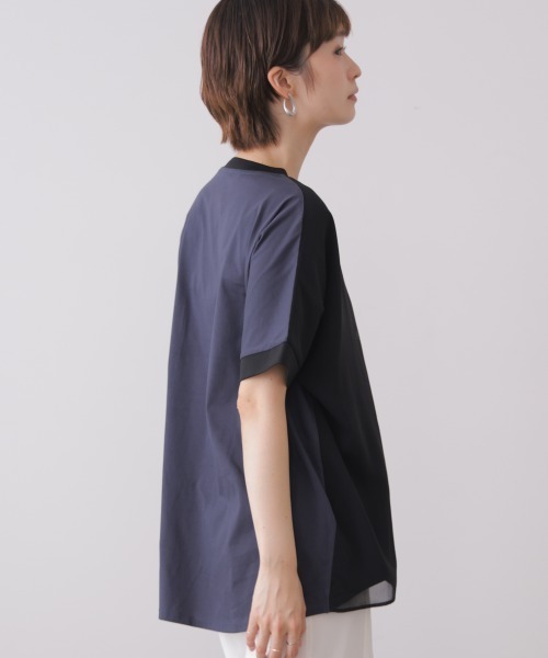 Bou Jeloud(ブージュルード)の「バイカラーレイヤードプルオーバー(Tシャツ/カットソー・レディース・モカ/オフホワイト/ブラック・FREE)」の7枚目の写真