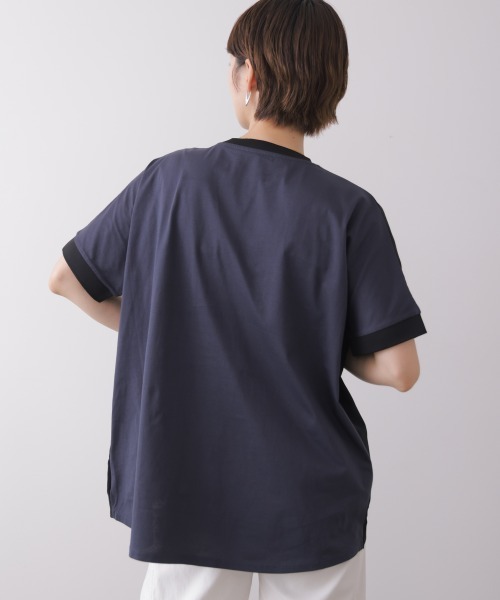 Bou Jeloud(ブージュルード)の「バイカラーレイヤードプルオーバー(Tシャツ/カットソー・レディース・モカ/オフホワイト/ブラック・FREE)」の9枚目の写真