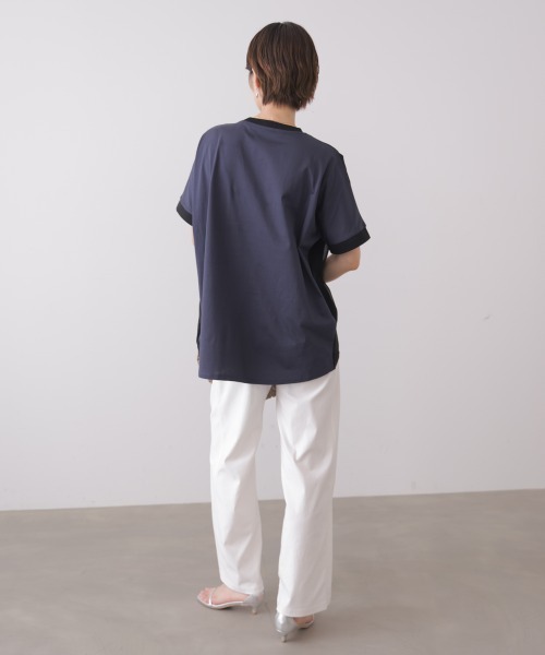 Bou Jeloud(ブージュルード)の「バイカラーレイヤードプルオーバー(Tシャツ/カットソー・レディース・モカ/オフホワイト/ブラック・FREE)」の10枚目の写真
