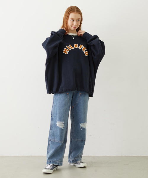 MILKFED.(ミルクフェド)の「PATCH DRAWSTRING BIG SWEAT TOP(スウェット・レディース・オートミール/ネイビー/アッシュ・ONE SIZE)」の16枚目の写真