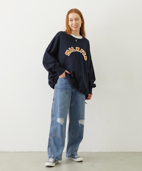 MILKFED.(ミルクフェド)の「PATCH DRAWSTRING BIG SWEAT TOP(スウェット・レディース・オートミール/ネイビー/アッシュ・ONE SIZE)」の20枚目の写真