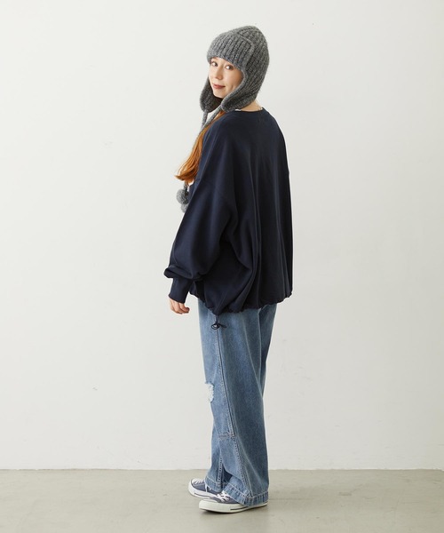 MILKFED.(ミルクフェド)の「PATCH DRAWSTRING BIG SWEAT TOP(スウェット・レディース・オートミール/ネイビー/アッシュ・ONE SIZE)」の14枚目の写真