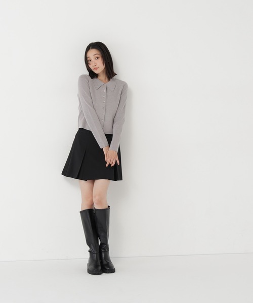 NATURAL BEAUTY BASIC(ナチュラルビューティーベーシック)の「ボックスタックミニスカート(スカート・レディース・チャコールグレー/ブラック・SMALL/MEDIUM)」の7枚目の写真