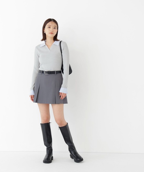 NATURAL BEAUTY BASIC(ナチュラルビューティーベーシック)の「ボックスタックミニスカート(スカート・レディース・チャコールグレー/ブラック・SMALL/MEDIUM)」の19枚目の写真