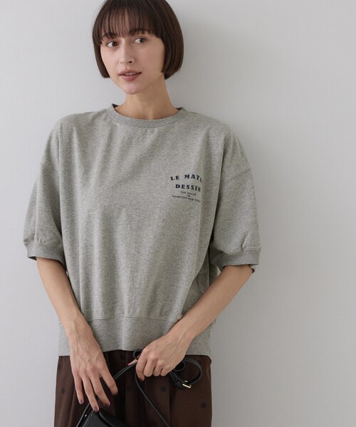 Dessin（デッサン）の「ハーフスリーブロゴプルオーバー（Tシャツ/カットソー・レディース・ネイビー/オフホワイト/グレー/モスグリーン・01/02/03）」の10枚目の写真