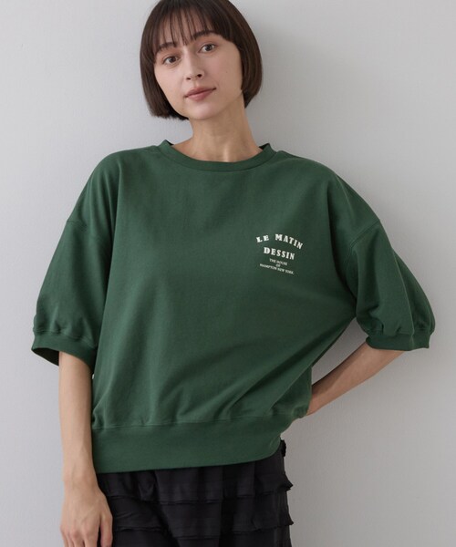 Dessin（デッサン）の「ハーフスリーブロゴプルオーバー（Tシャツ/カットソー・レディース・ネイビー/オフホワイト/グレー/モスグリーン・01/02/03）」の13枚目の写真