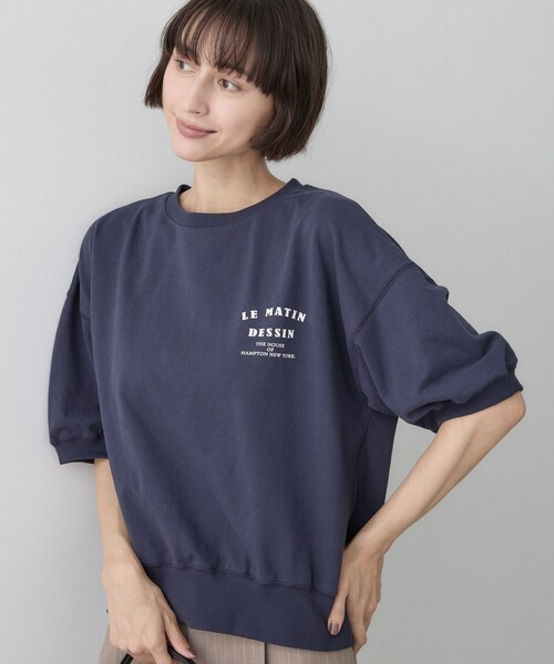 Dessin（デッサン）の「ハーフスリーブロゴプルオーバー（Tシャツ/カットソー・レディース・ネイビー/オフホワイト/グレー/モスグリーン・01/02/03）」の17枚目の写真