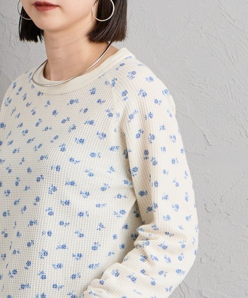 JEMORGAN（ジェーイーモーガン）の「[JEMORGAN/ジェーイーモーガン] 花柄 ワッフルラグランスリーブロンT(ブルー)（Tシャツ/カットソー・レディース・ナチュラル・F）」の22枚目の写真