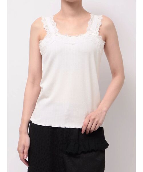 merry jenny(メリージェニー)の「lace frame camisole tops(キャミソール・レディース・オフホワイト・FREE)」の2枚目の写真