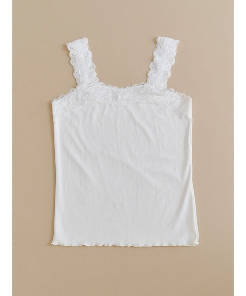 merry jenny(メリージェニー)の「lace frame camisole tops(キャミソール・レディース・オフホワイト・FREE)」の1枚目の写真