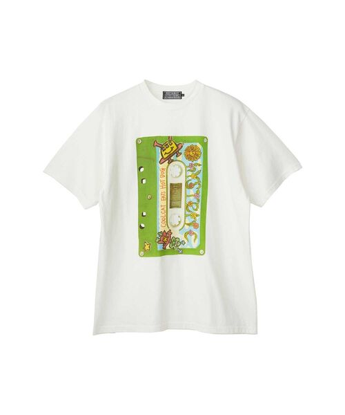 HYSTERIC GLAMOUR(ヒステリックグラマー)の「COOL CAT EATS HOT DOG Tシャツ(Tシャツ/カットソー・メンズ・ホワイト/ブラック/ピンク・X-LARGE/LARGE/MEDIUM/SMALL)」の1枚目の写真