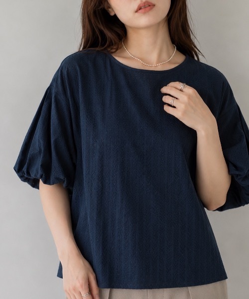 Muffiny(マフィニー)の「ボリュームタックスリーブブラウス(Tシャツ/カットソー・レディース・アイボリー/ネイビー/ワイン・MEDIUM)」の2枚目の写真