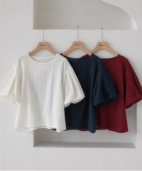 Muffiny(マフィニー)の「ボリュームタックスリーブブラウス(Tシャツ/カットソー・レディース・アイボリー/ネイビー/ワイン・MEDIUM)」の20枚目の写真