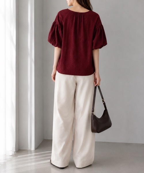 Muffiny(マフィニー)の「ボリュームタックスリーブブラウス(Tシャツ/カットソー・レディース・アイボリー/ネイビー/ワイン・MEDIUM)」の15枚目の写真