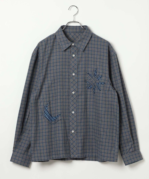 LAND MUSEUM(ランドミュージアム)の「LAND MUSEUM/パッチデザインチェックシャツ(シャツ/ブラウス・メンズ・ベージュ/アクア・LARGE/MEDIUM)」の11枚目の写真