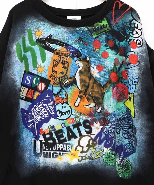 ScoLar（スカラー）の「163651：スプレーアート柄 袖取り外し2WAYプルオーバー（Tシャツ/カットソー・レディース・オートミール/ブラウン/ブラック・M）」の15枚目の写真