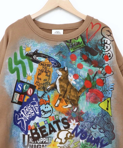 ScoLar（スカラー）の「163651：スプレーアート柄 袖取り外し2WAYプルオーバー（Tシャツ/カットソー・レディース・オートミール/ブラウン/ブラック・M）」の19枚目の写真