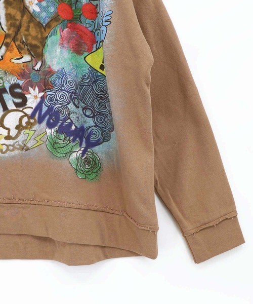 ScoLar（スカラー）の「163651：スプレーアート柄 袖取り外し2WAYプルオーバー（Tシャツ/カットソー・レディース・オートミール/ブラウン/ブラック・M）」の21枚目の写真
