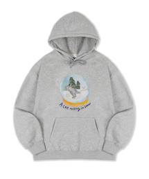 Winter Snow Cat グラフィックフードTシャツ AHP1305(メランジ)