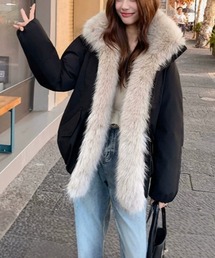ロングエコファーラインオーバーサイズ中綿ジャケット