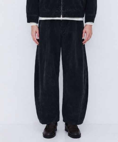 新作】14oz FLOCKED DENIM バレルパンツ ｜SETUP可/（デニムパンツ