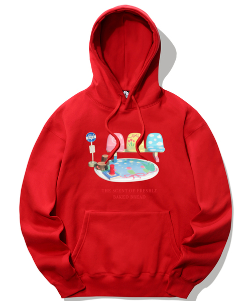 TRIPSHION(トリップション)の「ピンク メルティングアップルグラフィック クルーネック - 9カラー(パーカー・レディース・ホワイト/ブラック/パープル/ネイビー/グレー/レッド/オレンジ/ブルー/グリーン・MEDIUM/LARGE/X-LARGE/L/XL/M)」の8枚目の写真