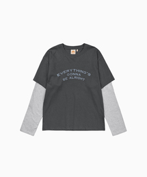 HELLO SUNRISE（ハローサンライズ）の「HS レイヤード L/S Tシャツ_チャコール（Tシャツ/カットソー）」