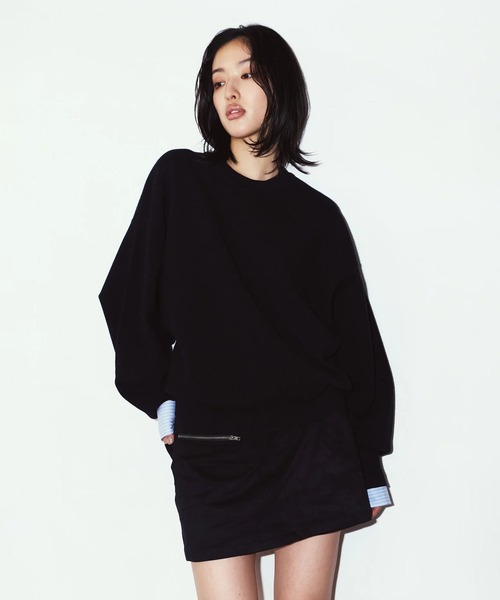 Knuth Marf（クヌースマーフ）の「2way cuffs normcore knit（ニット/セーター・レディース・グレー/ブラック・FREE）」の3枚目の写真