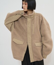異素材コンビ ボアブルゾン｜ドロストオーバーシルエット
