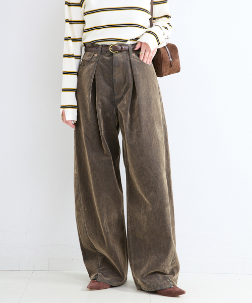 B.C STOCK(ベーセーストック)の「ウォッシャブル / DU JOUR / デュ ジュール TUCK BARREL JEAN(デニムパンツ・レディース・ブラウン/ネイビー/ブルー・36/38)」の1枚目の写真