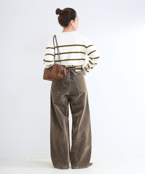 B.C STOCK(ベーセーストック)の「ウォッシャブル / DU JOUR / デュ ジュール TUCK BARREL JEAN(デニムパンツ・レディース・ブラウン/ネイビー/ブルー・36/38)」の6枚目の写真