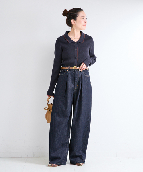 B.C STOCK(ベーセーストック)の「ウォッシャブル / DU JOUR / デュ ジュール TUCK BARREL JEAN(デニムパンツ・レディース・ブラウン/ネイビー/ブルー・36/38)」の10枚目の写真