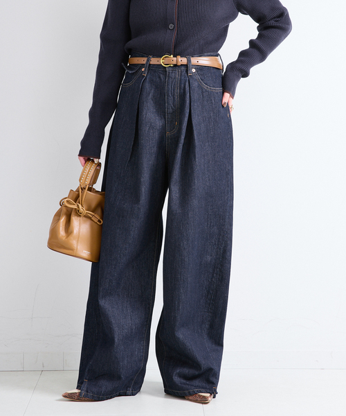 B.C STOCK(ベーセーストック)の「ウォッシャブル / DU JOUR / デュ ジュール TUCK BARREL JEAN(デニムパンツ・レディース・ブラウン/ネイビー/ブルー・36/38)」の13枚目の写真