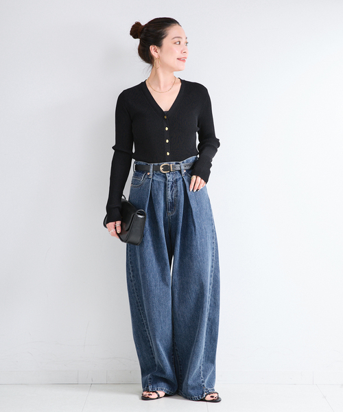 B.C STOCK(ベーセーストック)の「ウォッシャブル / DU JOUR / デュ ジュール TUCK BARREL JEAN(デニムパンツ・レディース・ブラウン/ネイビー/ブルー・36/38)」の17枚目の写真
