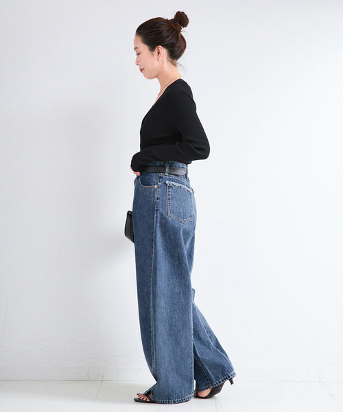 B.C STOCK(ベーセーストック)の「ウォッシャブル / DU JOUR / デュ ジュール TUCK BARREL JEAN(デニムパンツ・レディース・ブラウン/ネイビー/ブルー・36/38)」の18枚目の写真