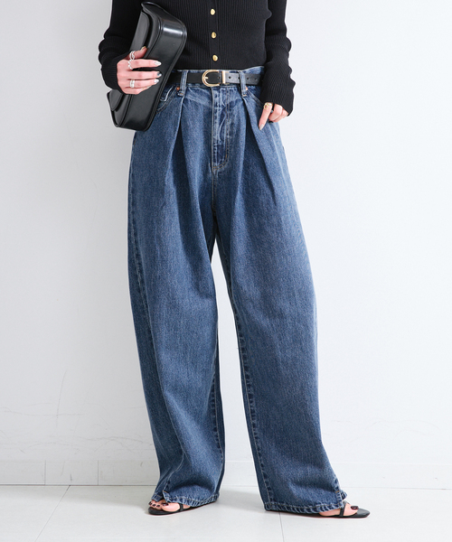 B.C STOCK(ベーセーストック)の「ウォッシャブル / DU JOUR / デュ ジュール TUCK BARREL JEAN(デニムパンツ・レディース・ブラウン/ネイビー/ブルー・36/38)」の20枚目の写真